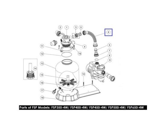 Шланг підключення з муфтами для ф / у Emaux FSP400-4-Way (89030401), изображение 2 ᐉ Купить ᐉ Цена ᐉ Заказать